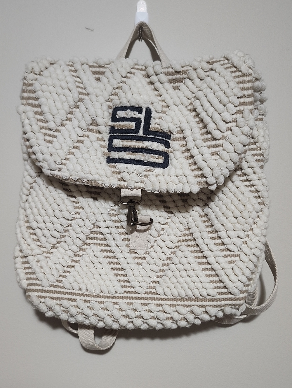 NWOT Panache Apparel Cream Crochet Backpack Neutral Boho Indie Minimalist Utilit